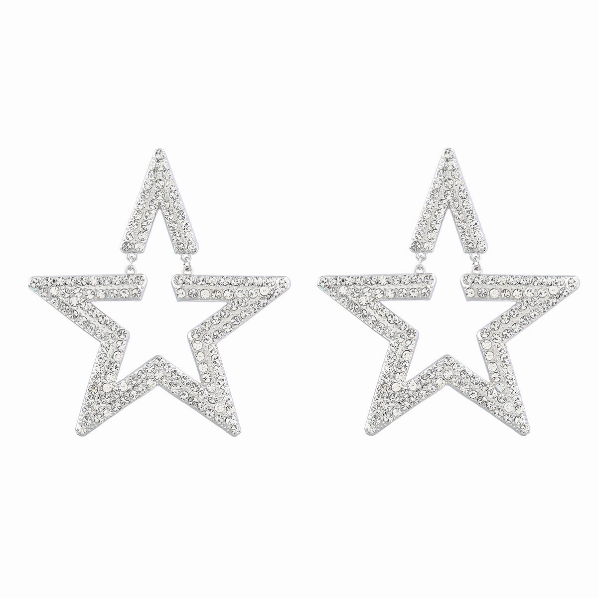 Wholesale Super Flash Fancy Diamond Alloy Diamond Star Earrings