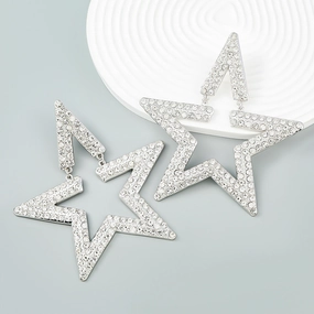 Wholesale Super Flash Fancy Diamond Alloy Diamond Star Earrings