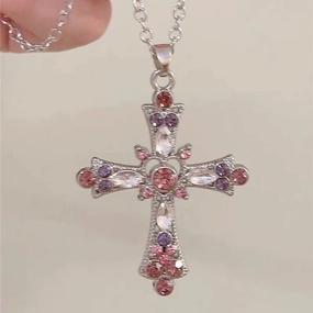 Wholesale Sweet and cool style hot girl cross diamond gothic style clavicle necklace