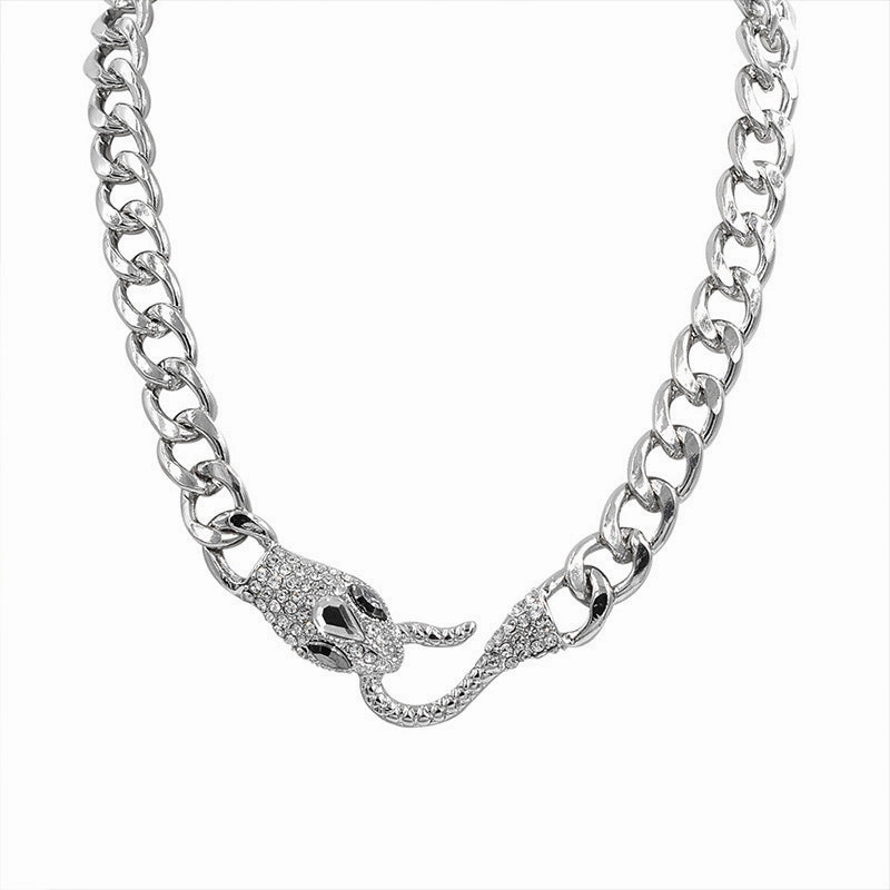 Wholesale Sweet cool hot girl snake-shaped metal chain necklace clavicle chain internet celebrity fashion cool accessories female
