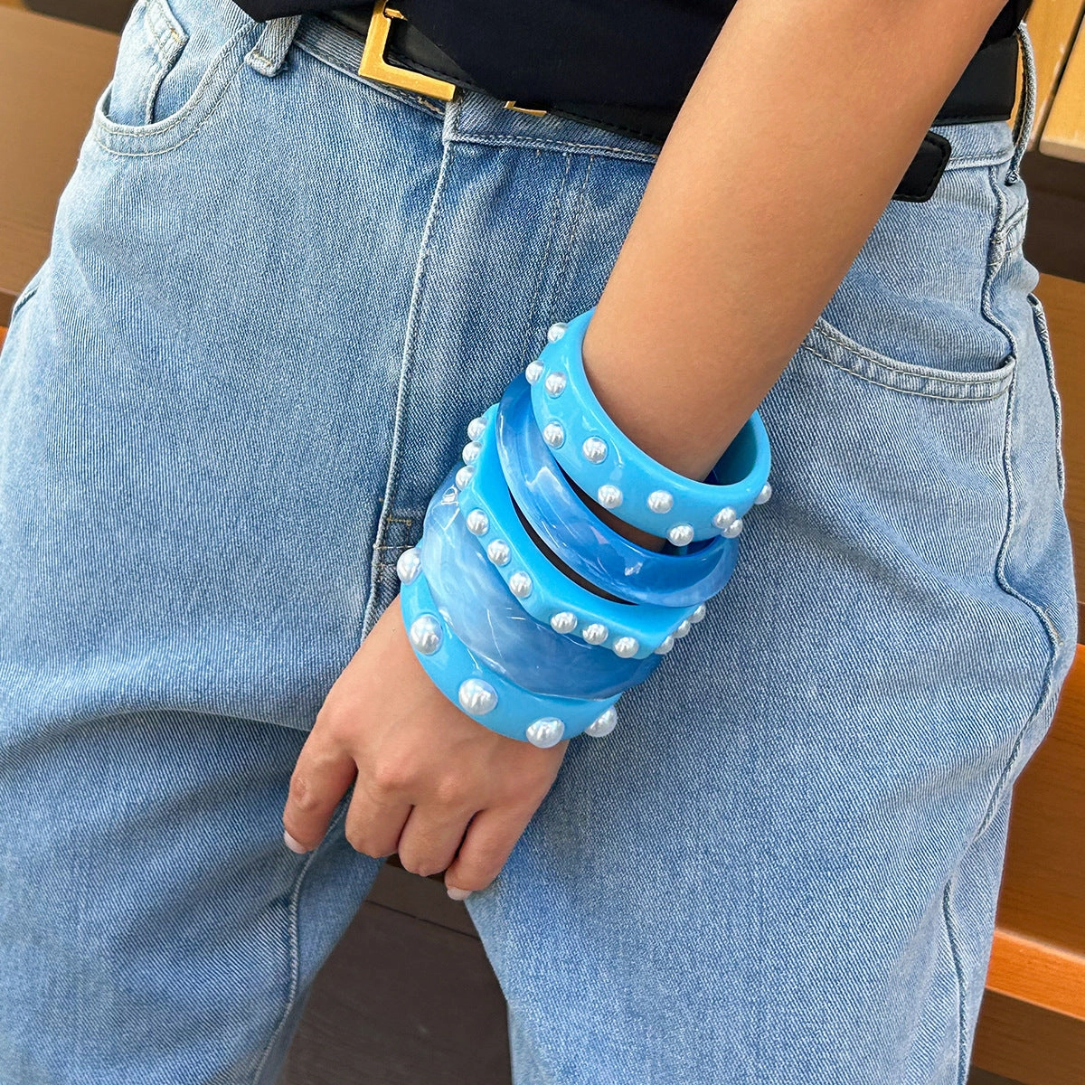 Wholesale sweet cool ins wind glitter wide bracelet