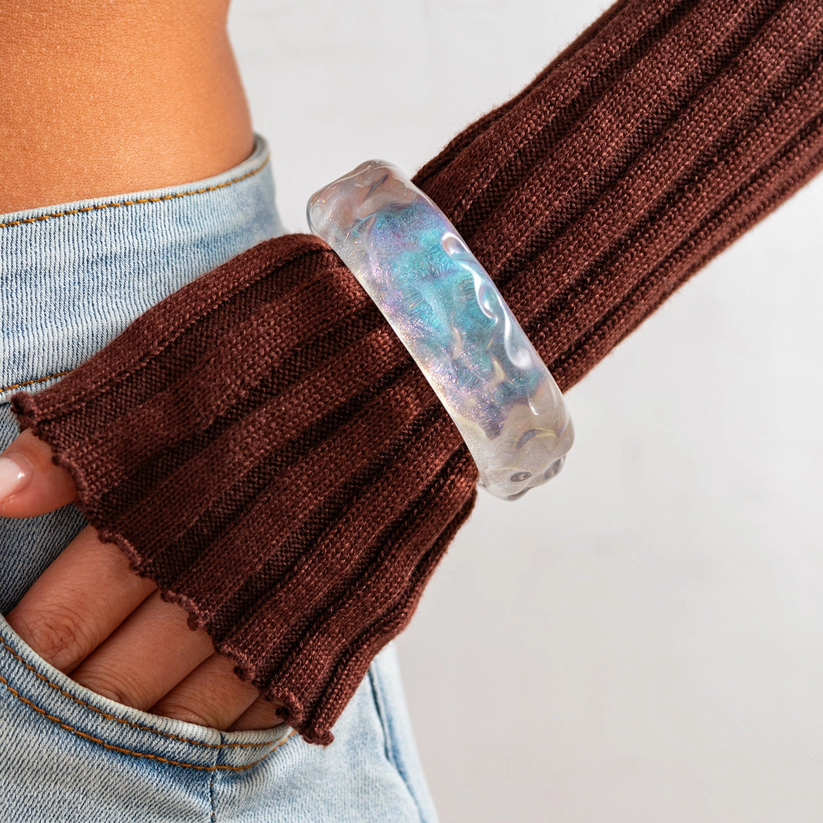 Wholesale sweet cool ins wind glitter wide bracelet