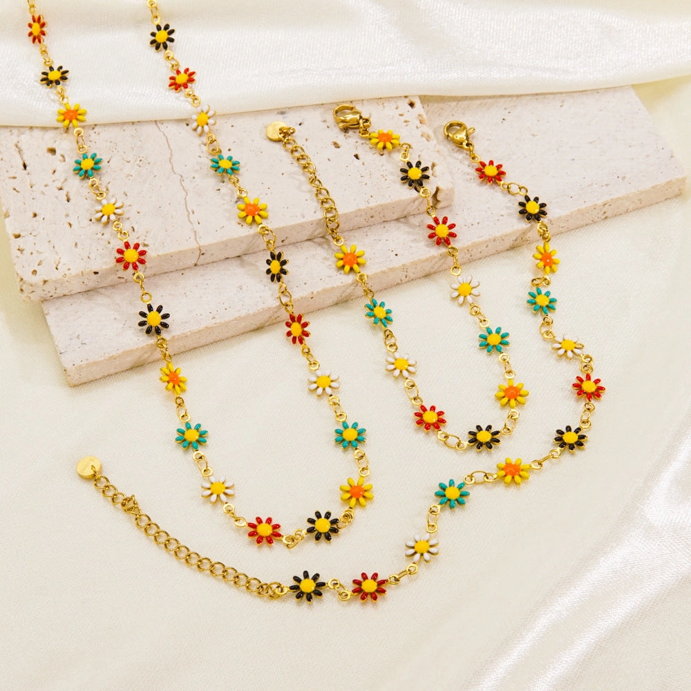 Wholesale Sweet Little Daisy Stainless Steel Necklaces