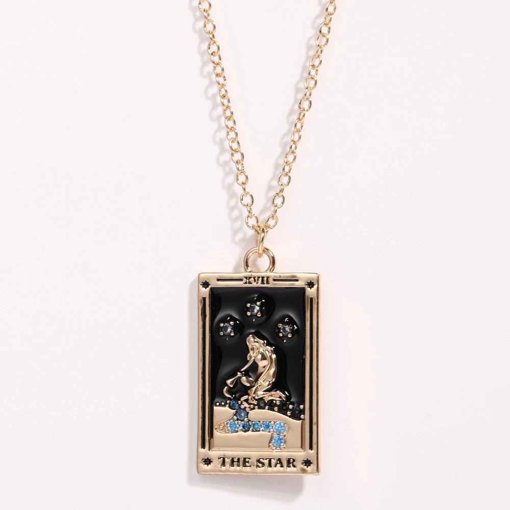 Wholesale TAROT Brand Tarot Necklace with Diamond Drops of Oil Plated with Gold