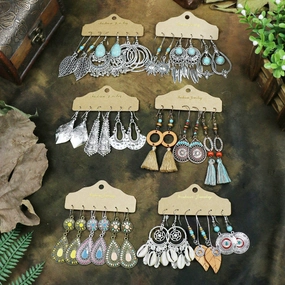 Wholesale Tassel Turquoise Three Pairs Earring Set