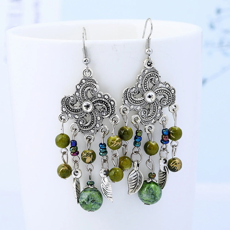 Wholesale Tassel Vintage Earrings Bohemian Long Tassel Carved Earrings