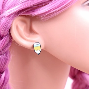 Wholesale Teacher Pencil Rainbow Acrylic Earrings