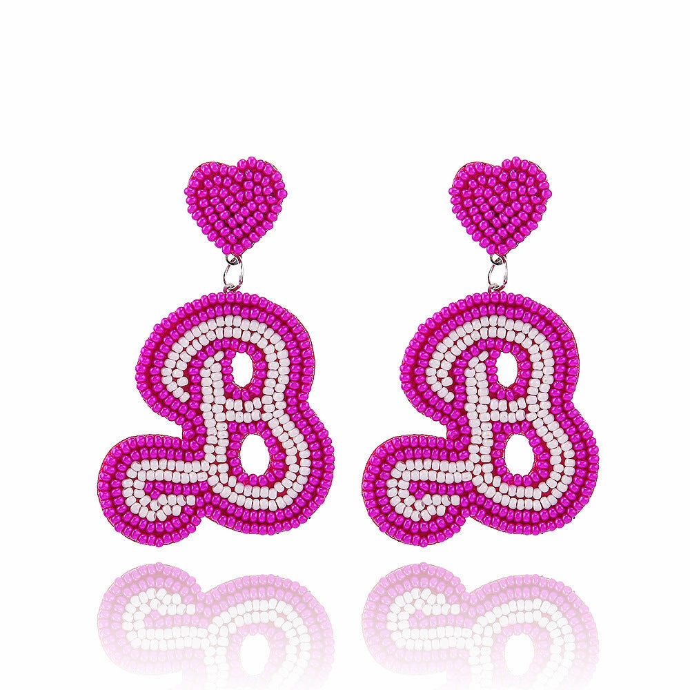 Wholesale Teacher's Day Graduation Season Beads Series Creative Hand-woven Letter Drop Earrings
