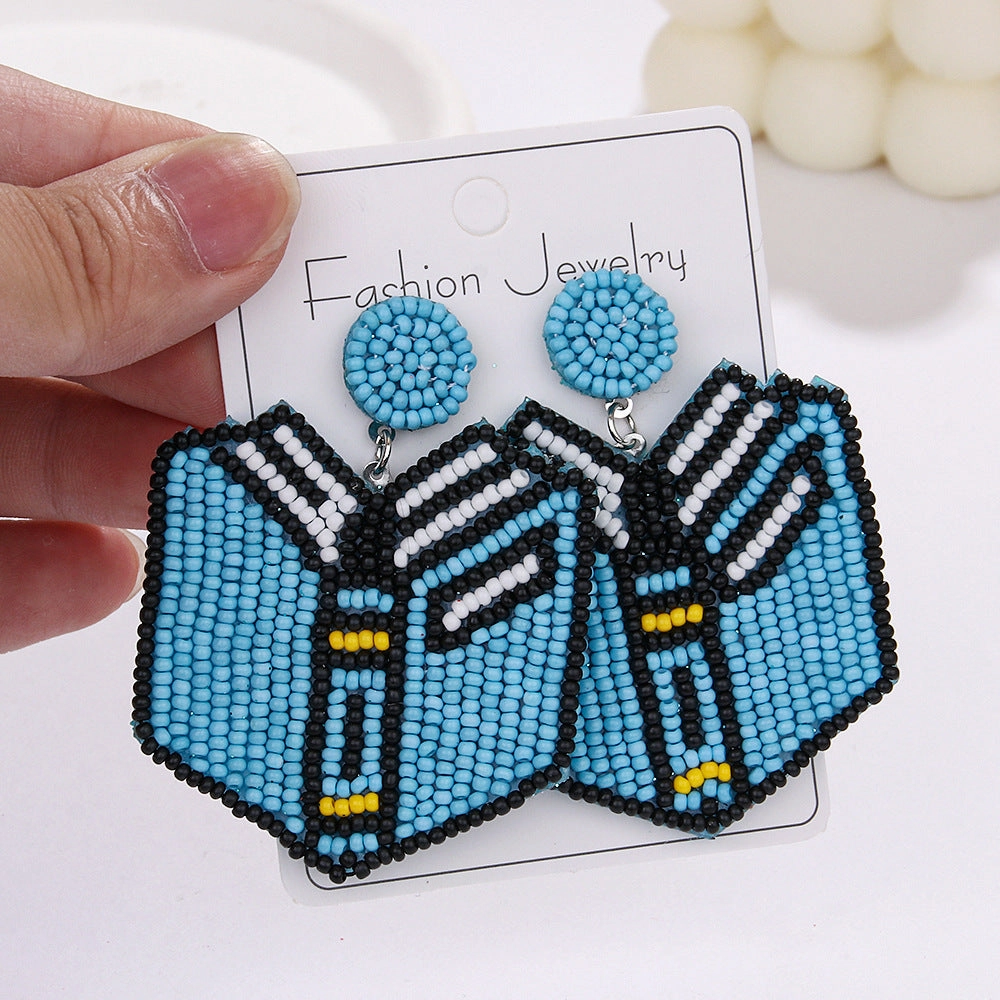 Wholesale Teacher's Day Graduation Season Beads Series Creative Hand-woven Letter Drop Earrings