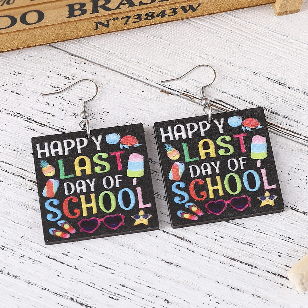 Wholesale Teachers and Students Graduation Season Double-Sided Wooden Earrings