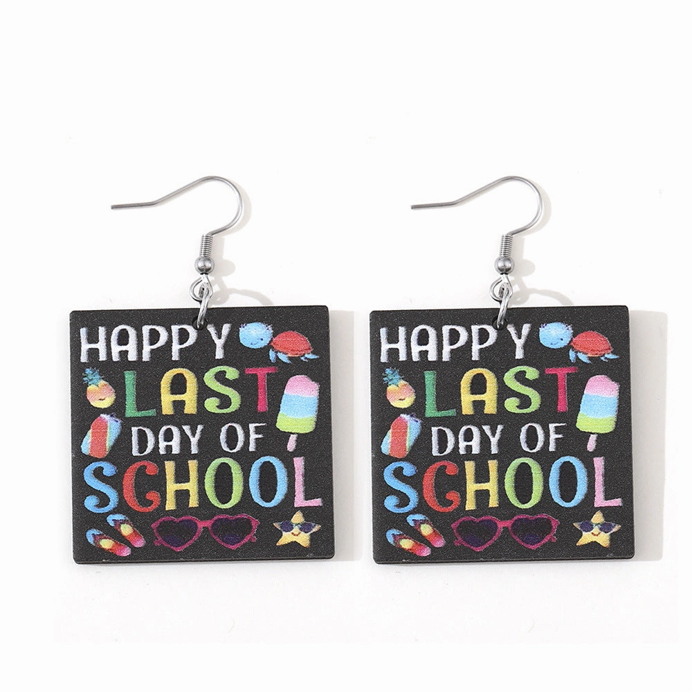 Wholesale Teachers and Students Graduation Season Double-Sided Wooden Earrings