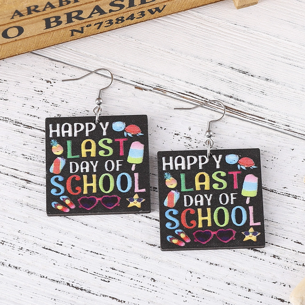 Wholesale Teachers and Students Graduation Season Double-Sided Wooden Earrings