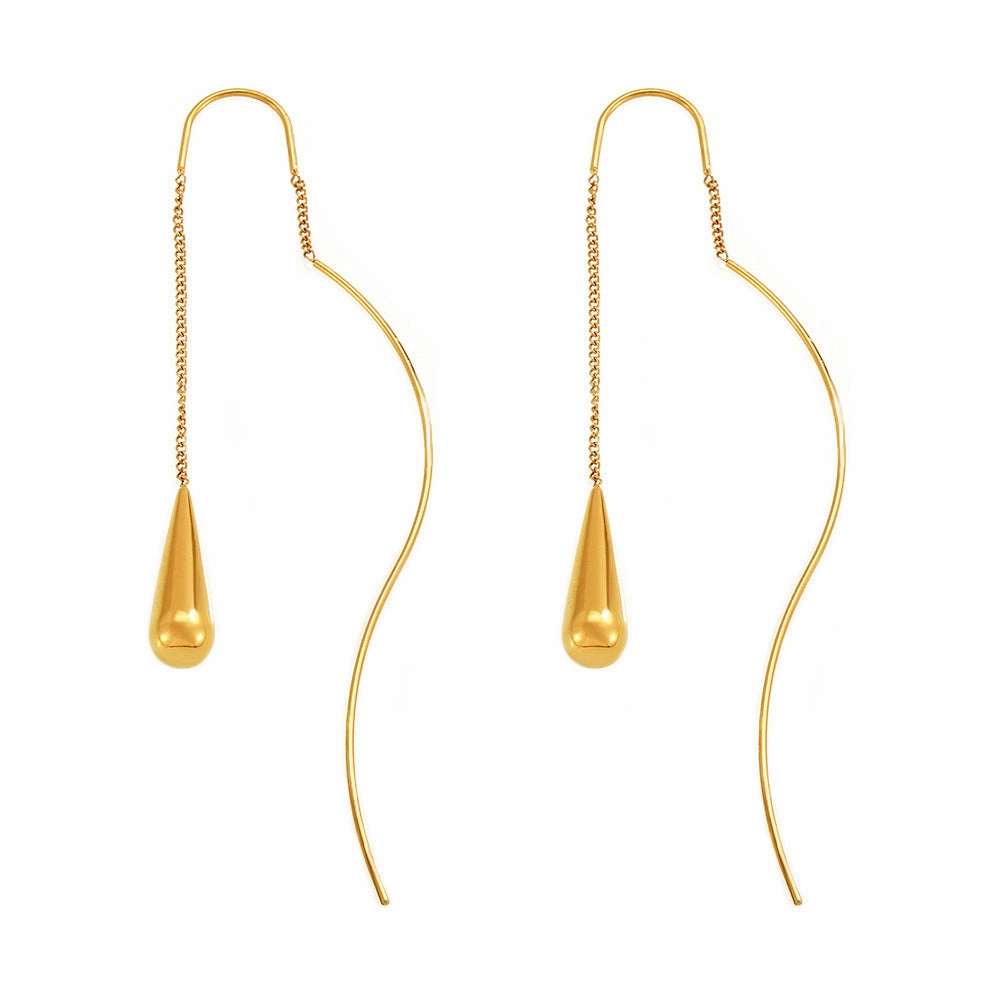 Wholesale Teardrop Tassel Stainless Steel Earrings