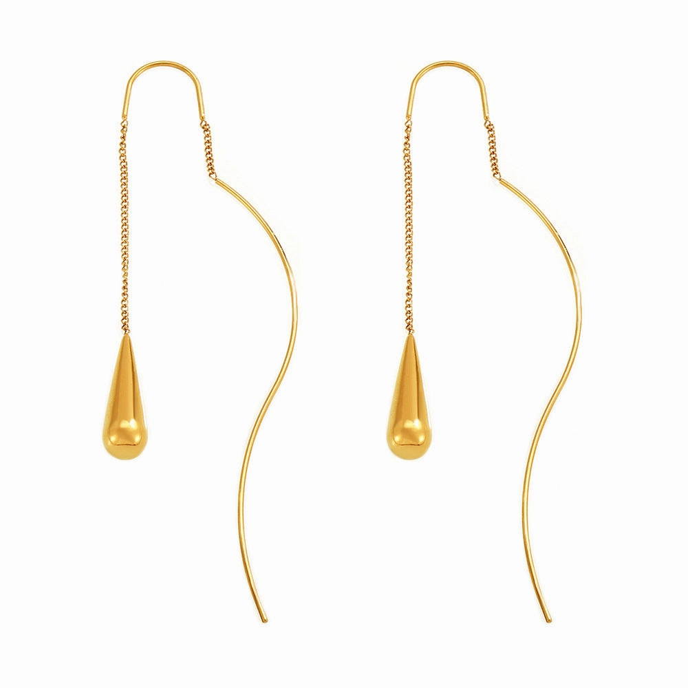 Wholesale Teardrop Tassel Stainless Steel Earrings