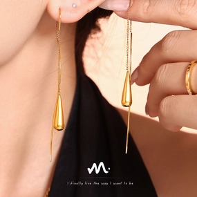 Wholesale Teardrop Tassel Stainless Steel Earrings