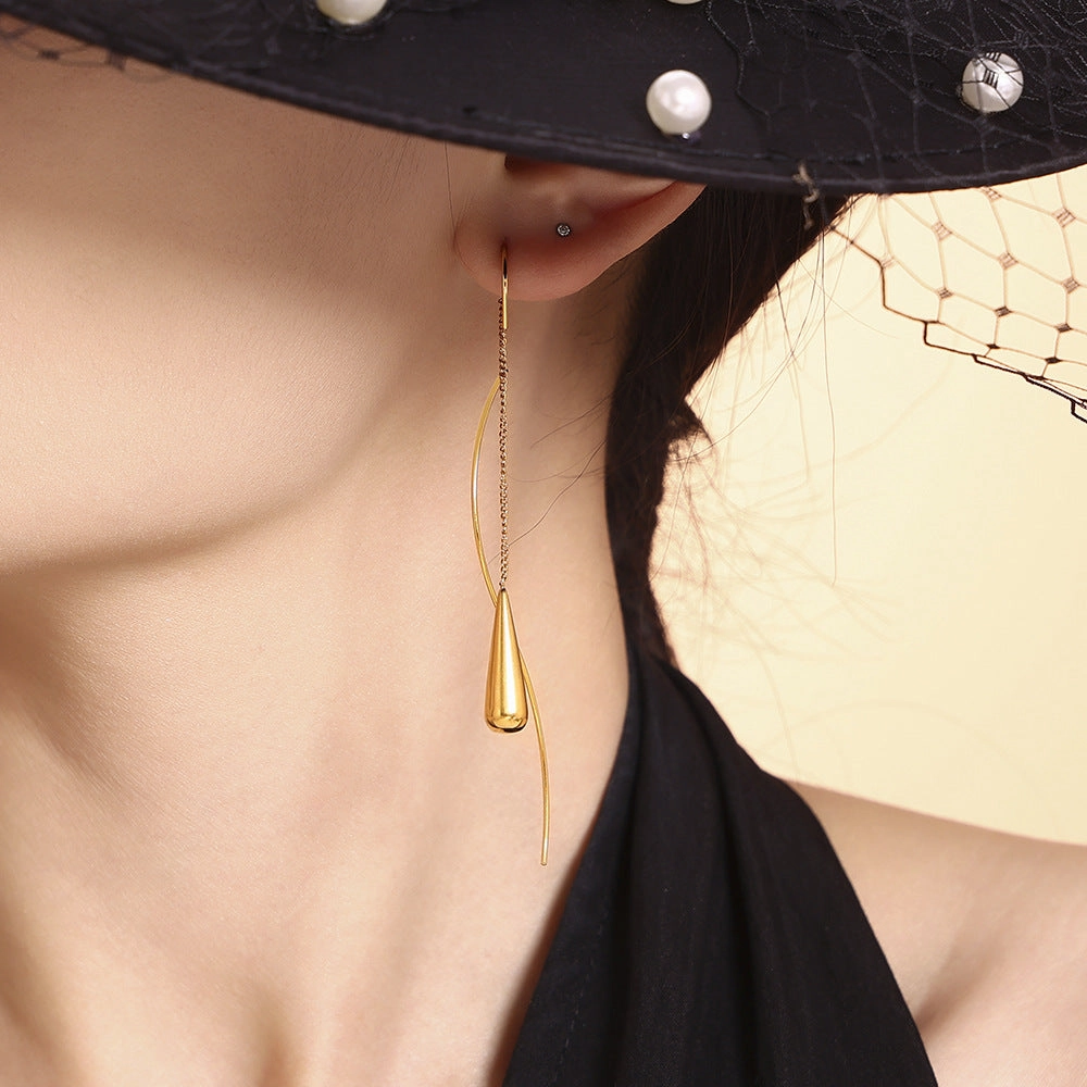 Wholesale Teardrop Tassel Stainless Steel Earrings