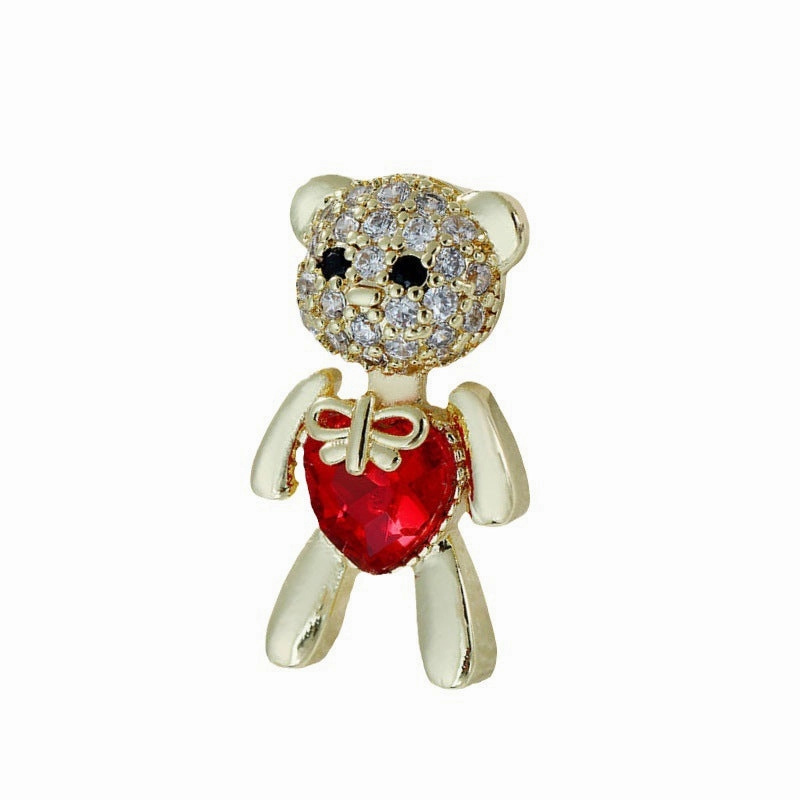 Wholesale Temperament All-match Titanium Steel Red Panda Animal Copper Plated Real Gold Micro-Inlaid Zircon Necklace Pendant