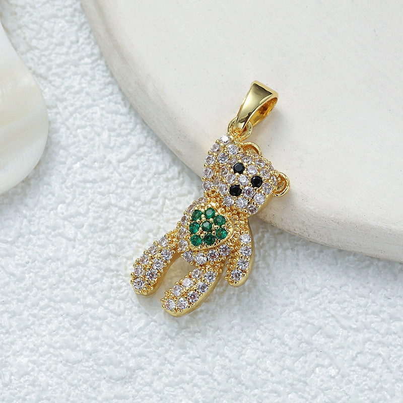 Wholesale Temperament All-match Titanium Steel Red Panda Animal Copper Plated Real Gold Micro-Inlaid Zircon Necklace Pendant