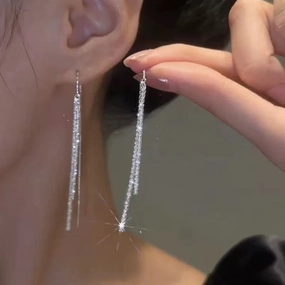 Wholesale Temperament long round face slim galaxy tassel earrings