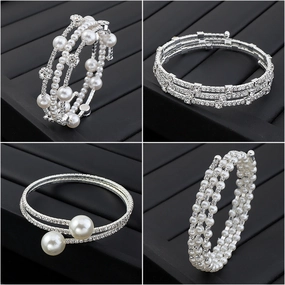 Wholesale Temperament Pearl and Rhinestone Multi-layer Bracelet