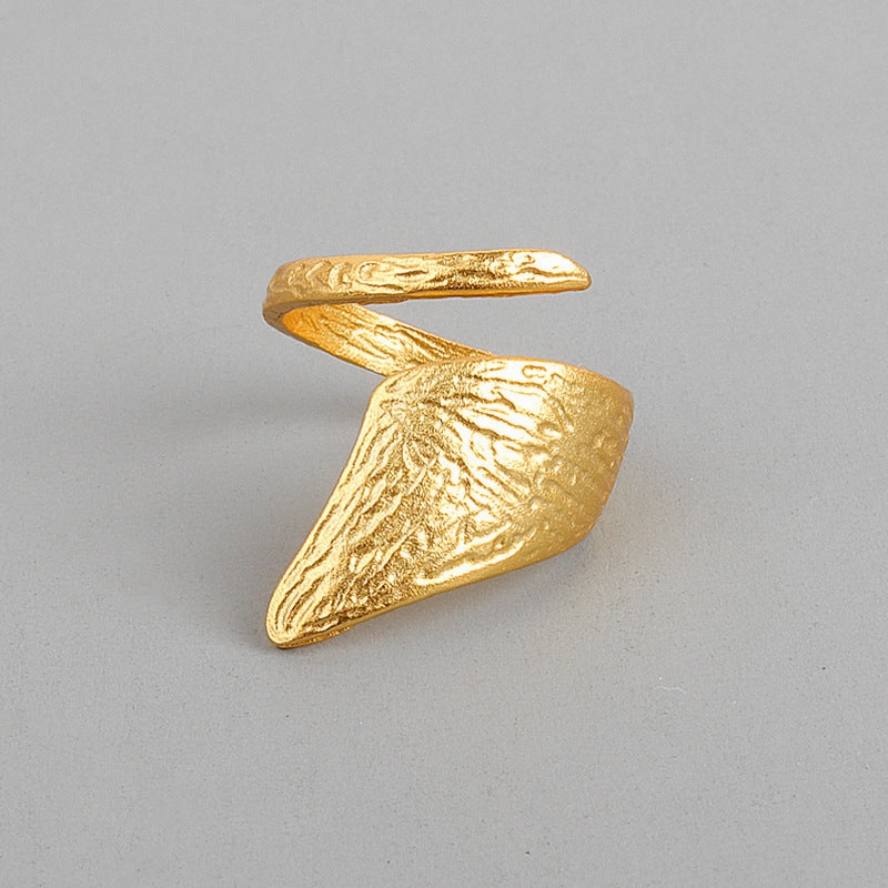 Wholesale Textured Concave and Concave Foil Wide Open Ring