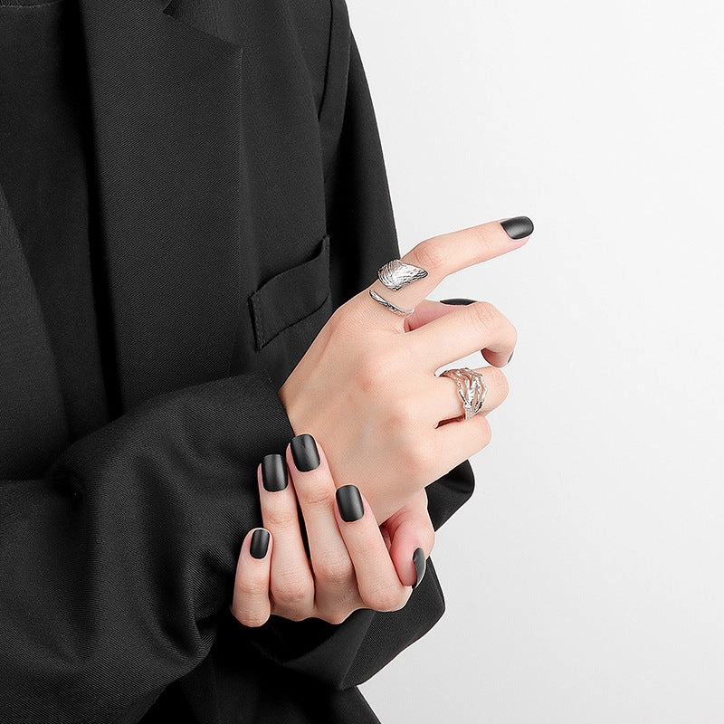 Wholesale Textured Concave and Concave Foil Wide Open Ring