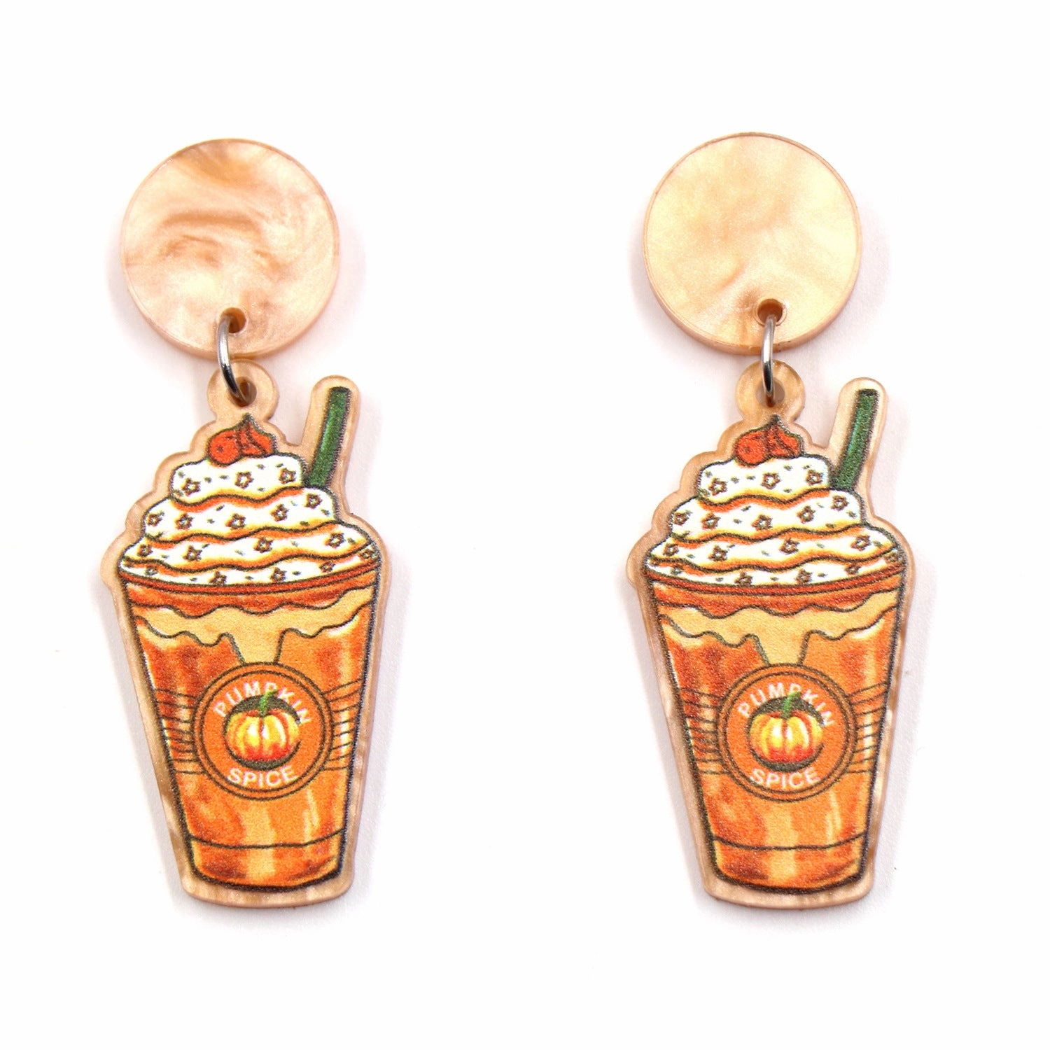 Wholesale Thanksgiving Earrings Festival Acrylic Pumpkin Coffee Cup Earrings