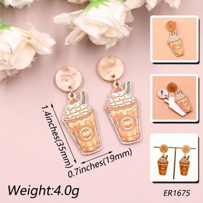 Wholesale Thanksgiving Earrings Festival Acrylic Pumpkin Coffee Cup Earrings