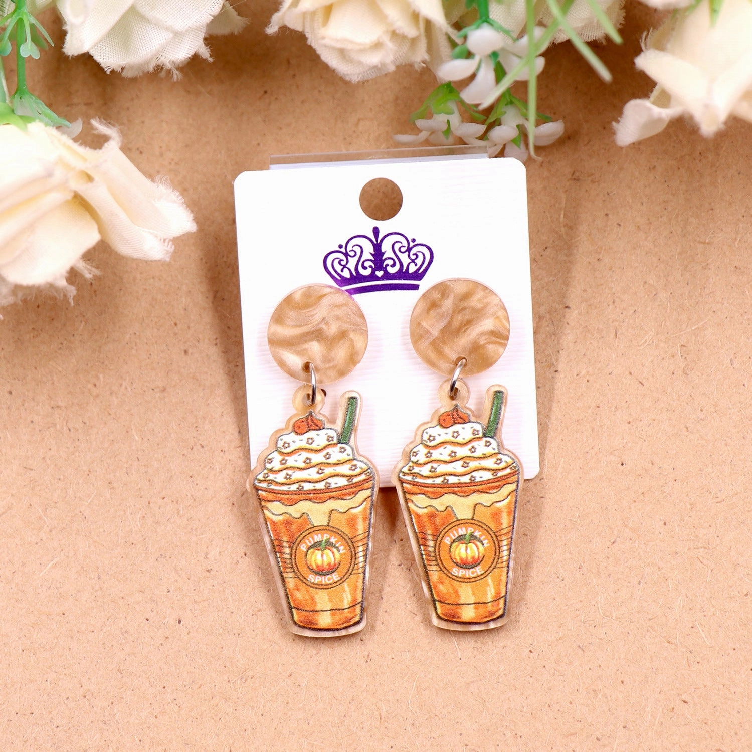Wholesale Thanksgiving Earrings Festival Acrylic Pumpkin Coffee Cup Earrings