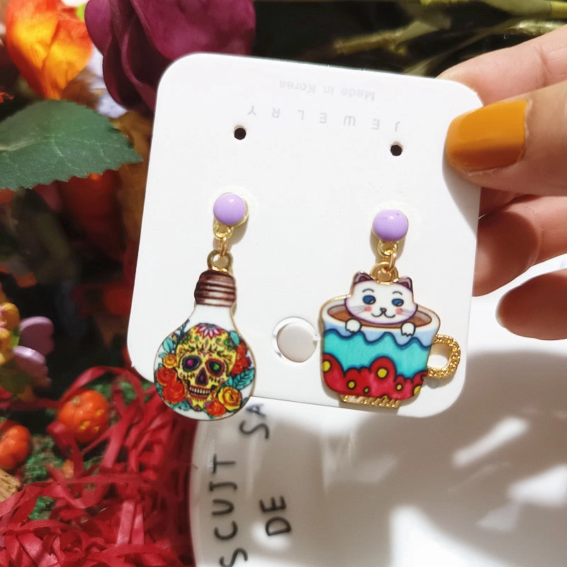 Wholesale The New Cat Slave Series Has Cat Happiness Cute Teacup Bulb Cat Earrings