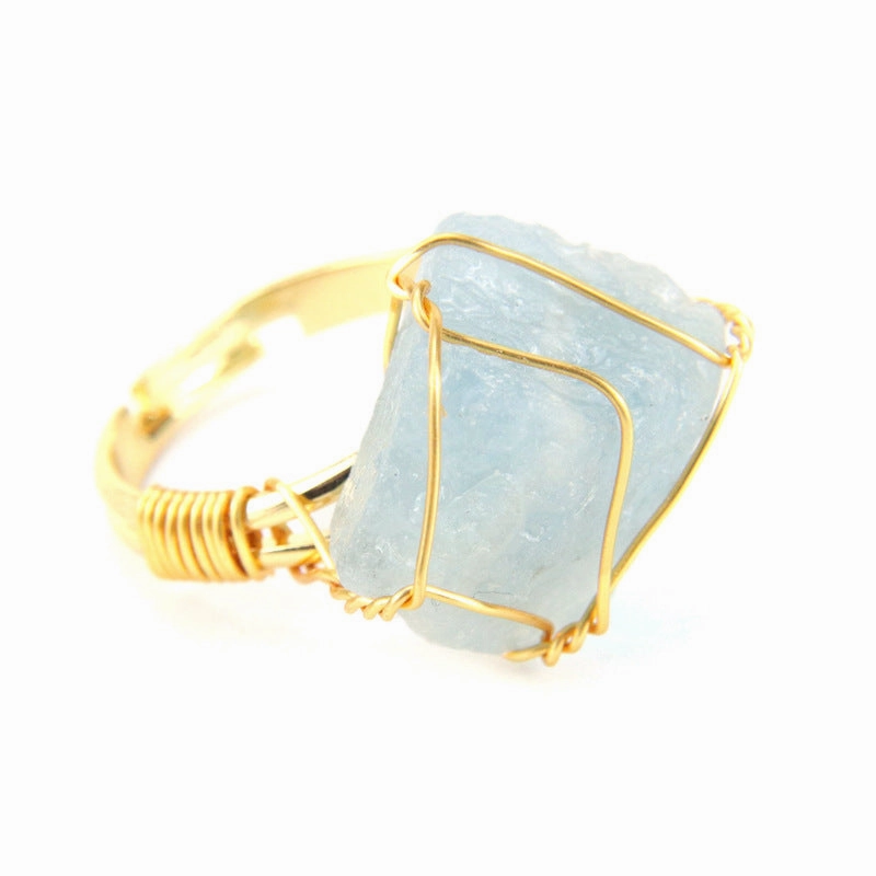 Wholesale The New Statement Hand-wound Rough Stone Agate Ring Is Adjustable