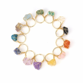 Wholesale The New Statement Hand-wound Rough Stone Agate Ring Is Adjustable