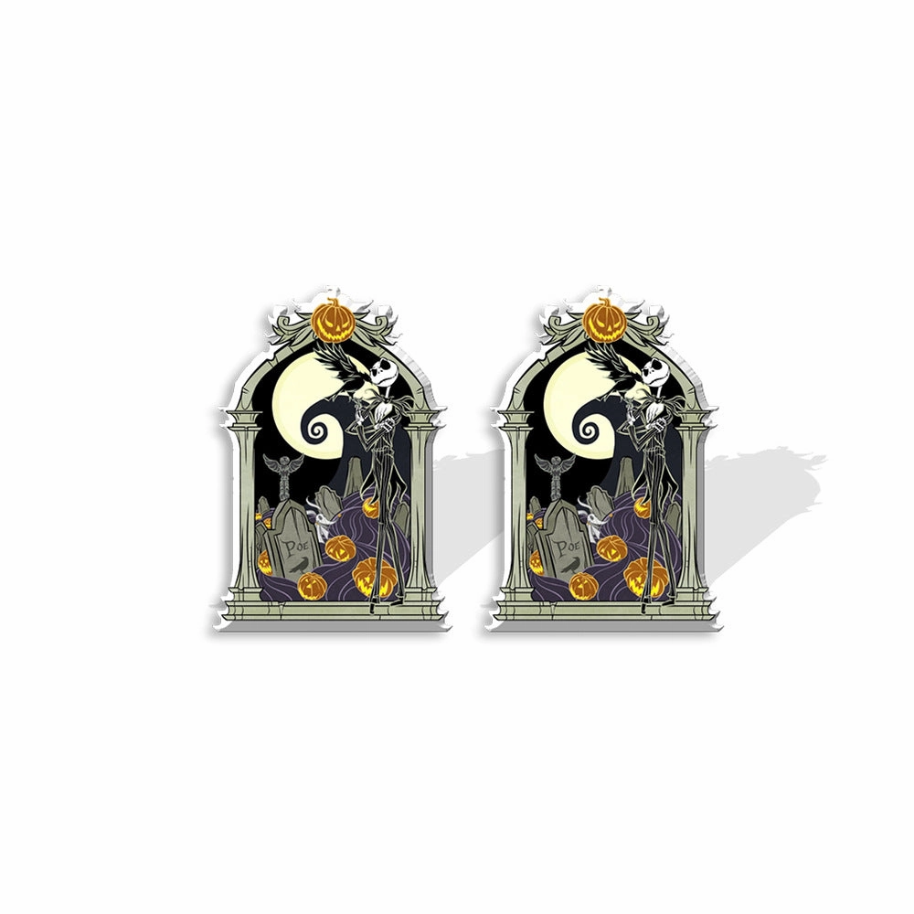 Wholesale The Nightmare Before Christmas Heat Shrink Skull Resin Earrings