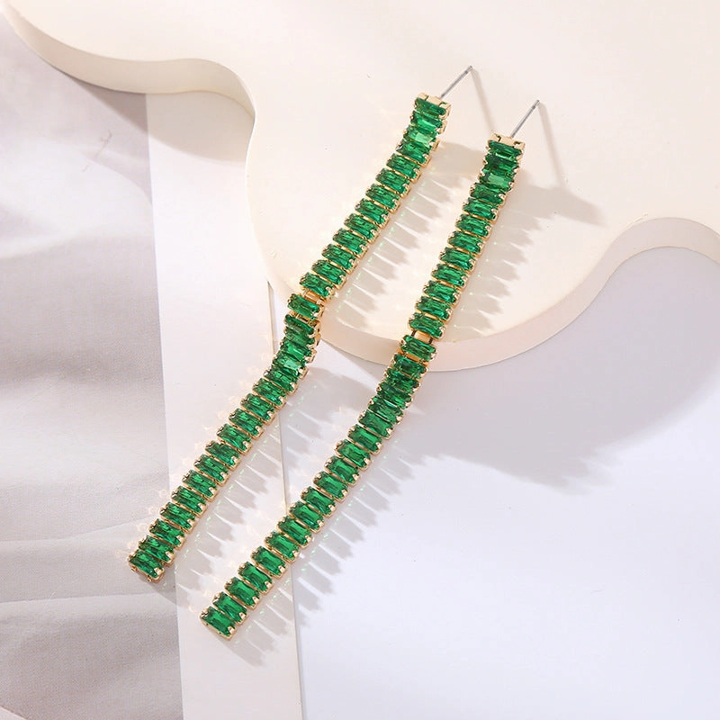 Wholesale The Temperament Is Simple, Square Glass Diamonds, Light Luxury, High-end Temperament Earrings