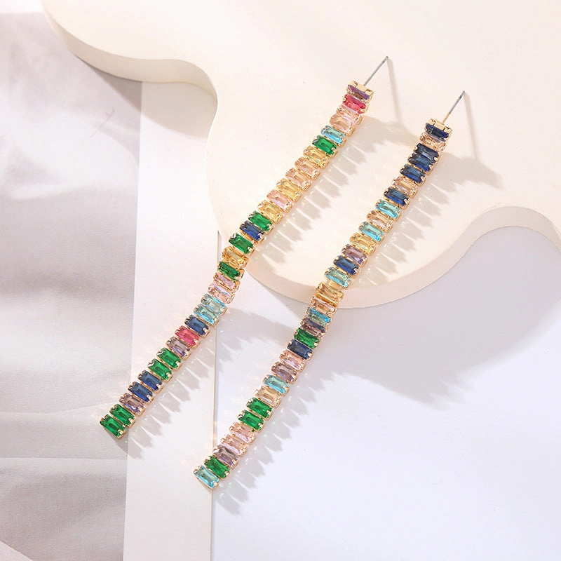 Wholesale The Temperament Is Simple, Square Glass Diamonds, Light Luxury, High-end Temperament Earrings