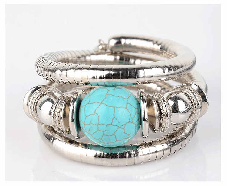 Wholesale  three-circle personality spacer retro beaded Bohemian multi-layer bracelet