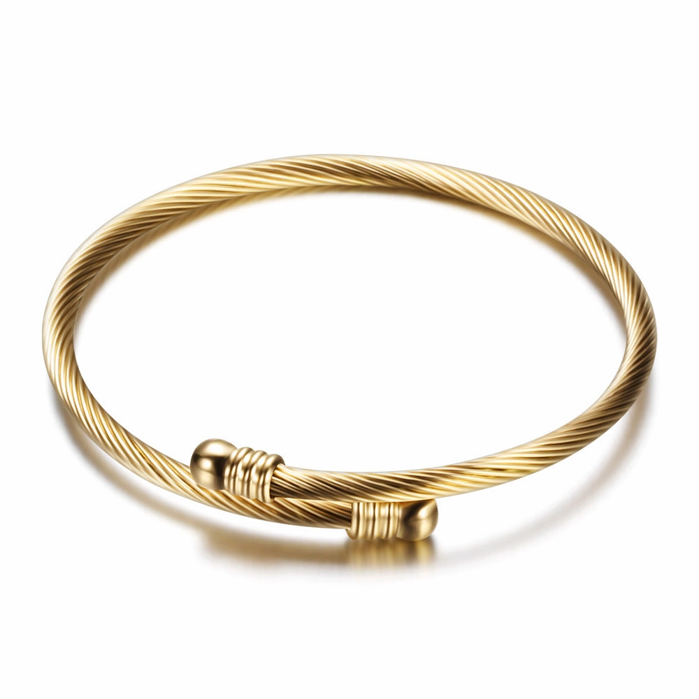 Wholesale Three Color 18K Gold Cable Wire Stainless Steel Bracelet