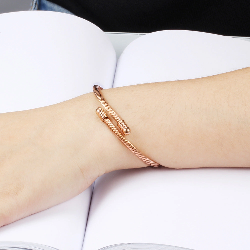 Wholesale Three Color 18K Gold Cable Wire Stainless Steel Bracelet