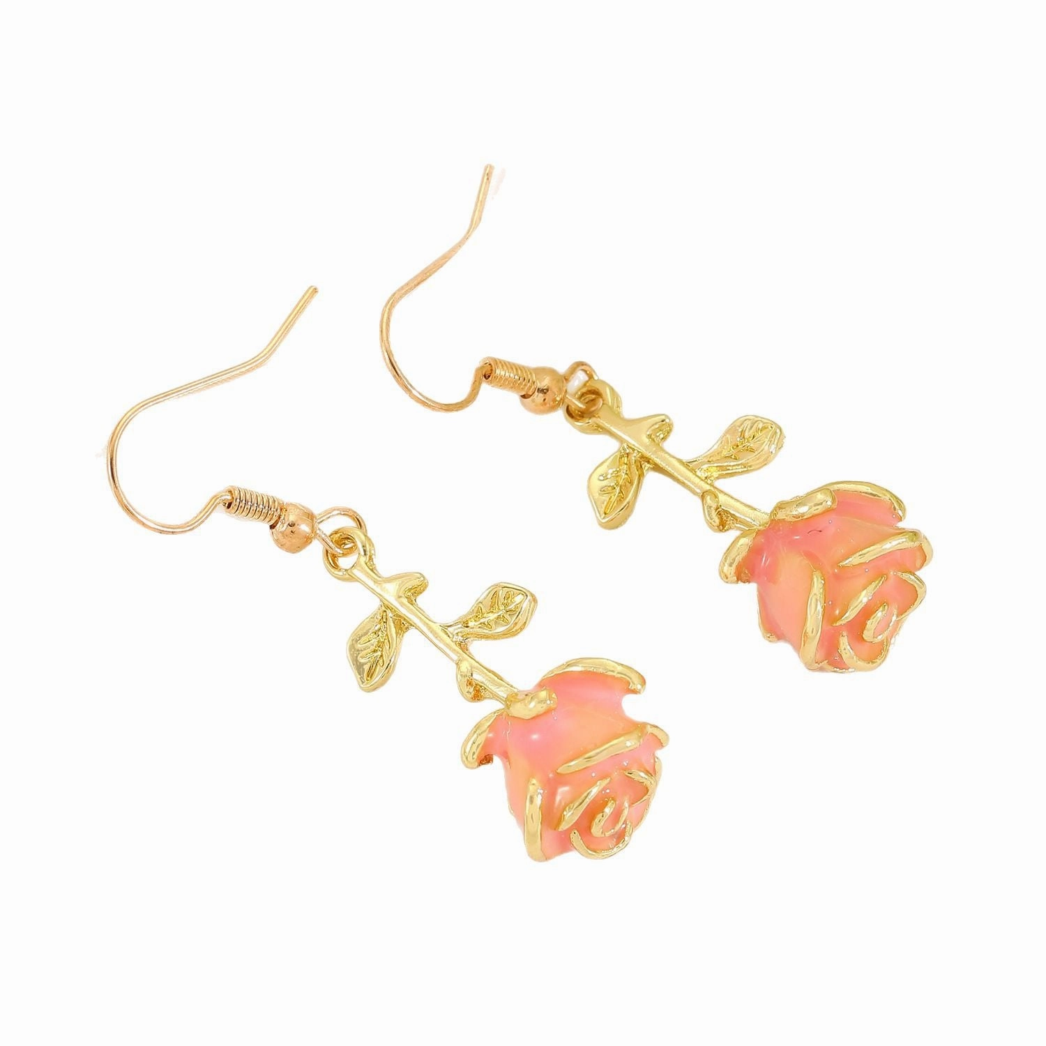Wholesale Three-dimensional retro rose earrings alloy oil drop flower earrings