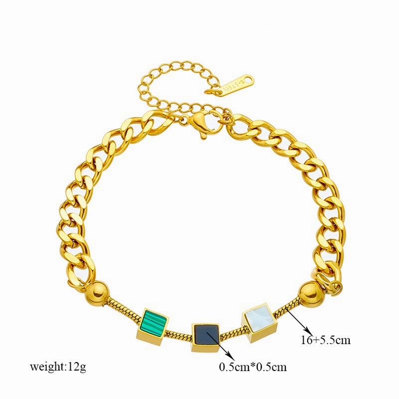 Wholesale Three-dimensional Square Shell Piece Titanium Steel Bracelet