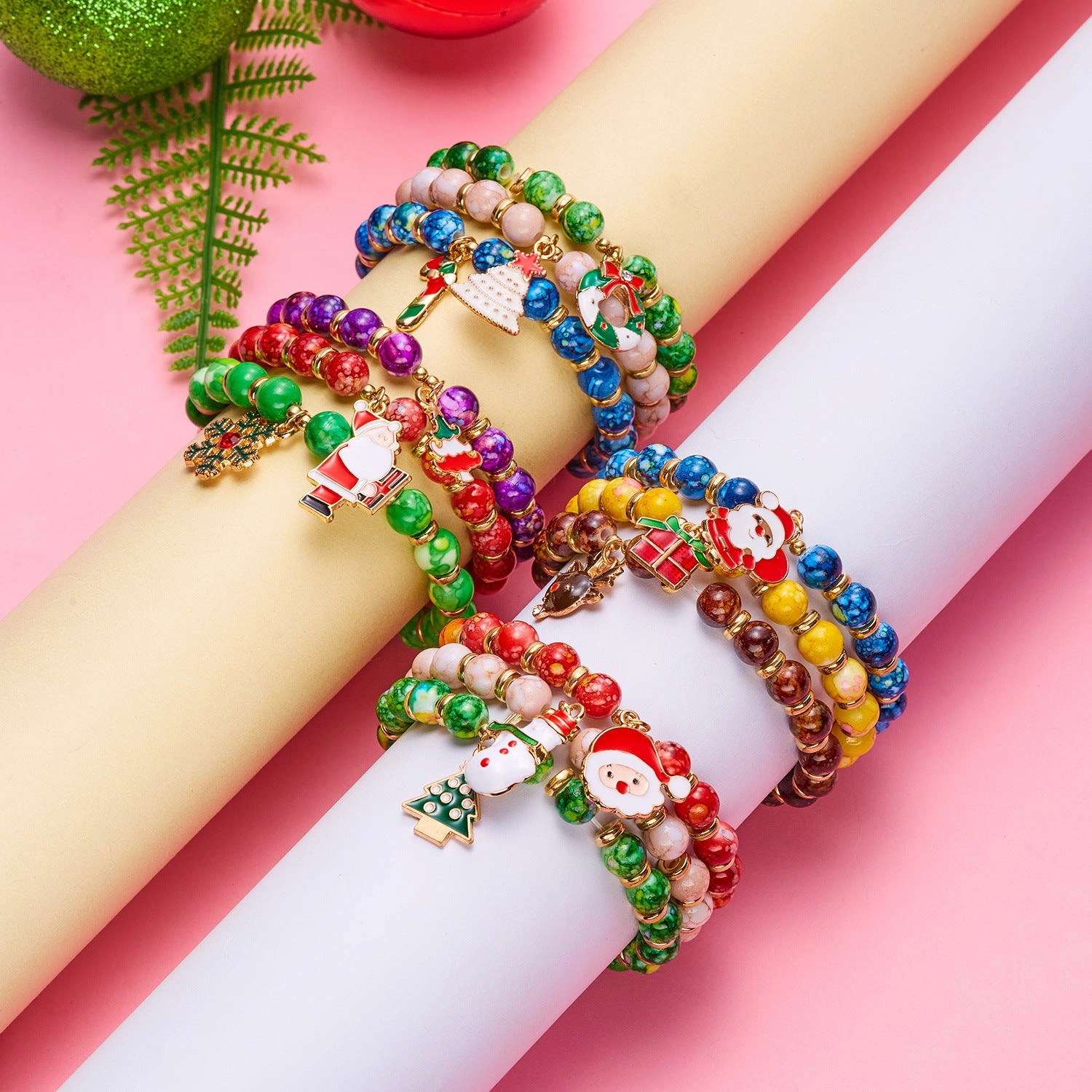 Wholesale Three Pack Christmas Tree Old Man Snowman  Alloy Bracelets