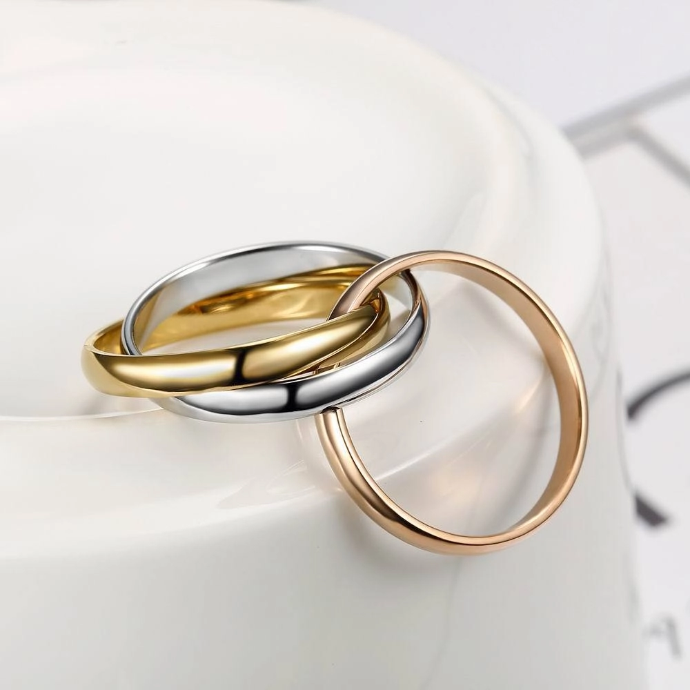 Wholesale Three-ring stainless steel ring Mobius ring