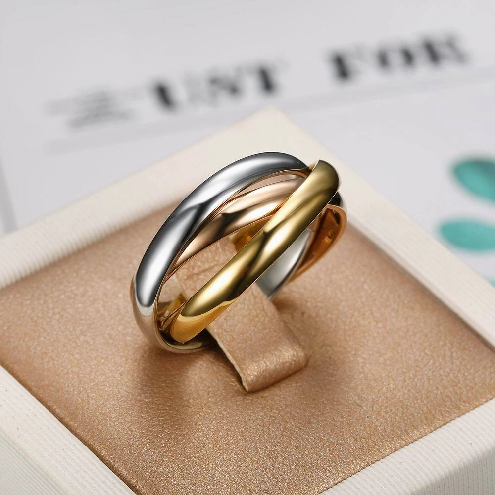 Wholesale Three-ring stainless steel ring Mobius ring