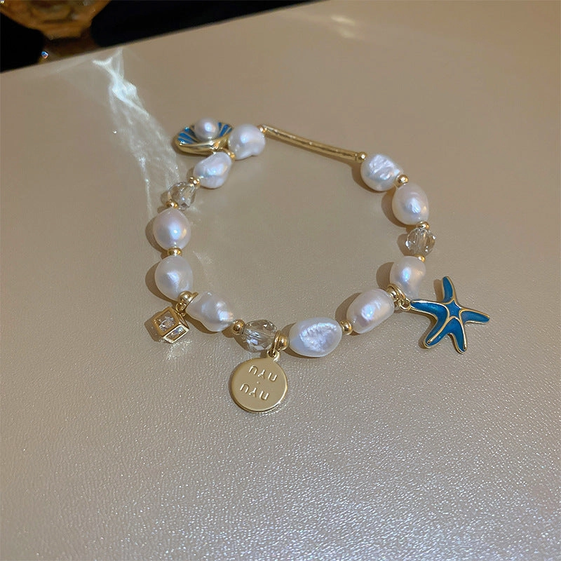 Wholesale Tide Elegant Pearl Crystal Jade Double Circle Bracelet Niche Personality Bracelet Fashion High Sense Bracelet
