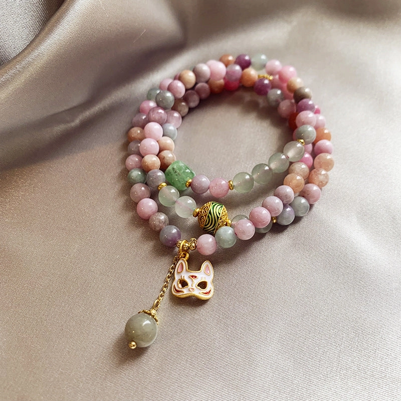 Wholesale Tide Elegant Pearl Crystal Jade Double Circle Bracelet Niche Personality Bracelet Fashion High Sense Bracelet