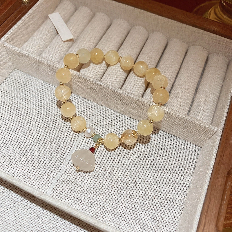 Wholesale Tide Elegant Pearl Crystal Jade Double Circle Bracelet Niche Personality Bracelet Fashion High Sense Bracelet
