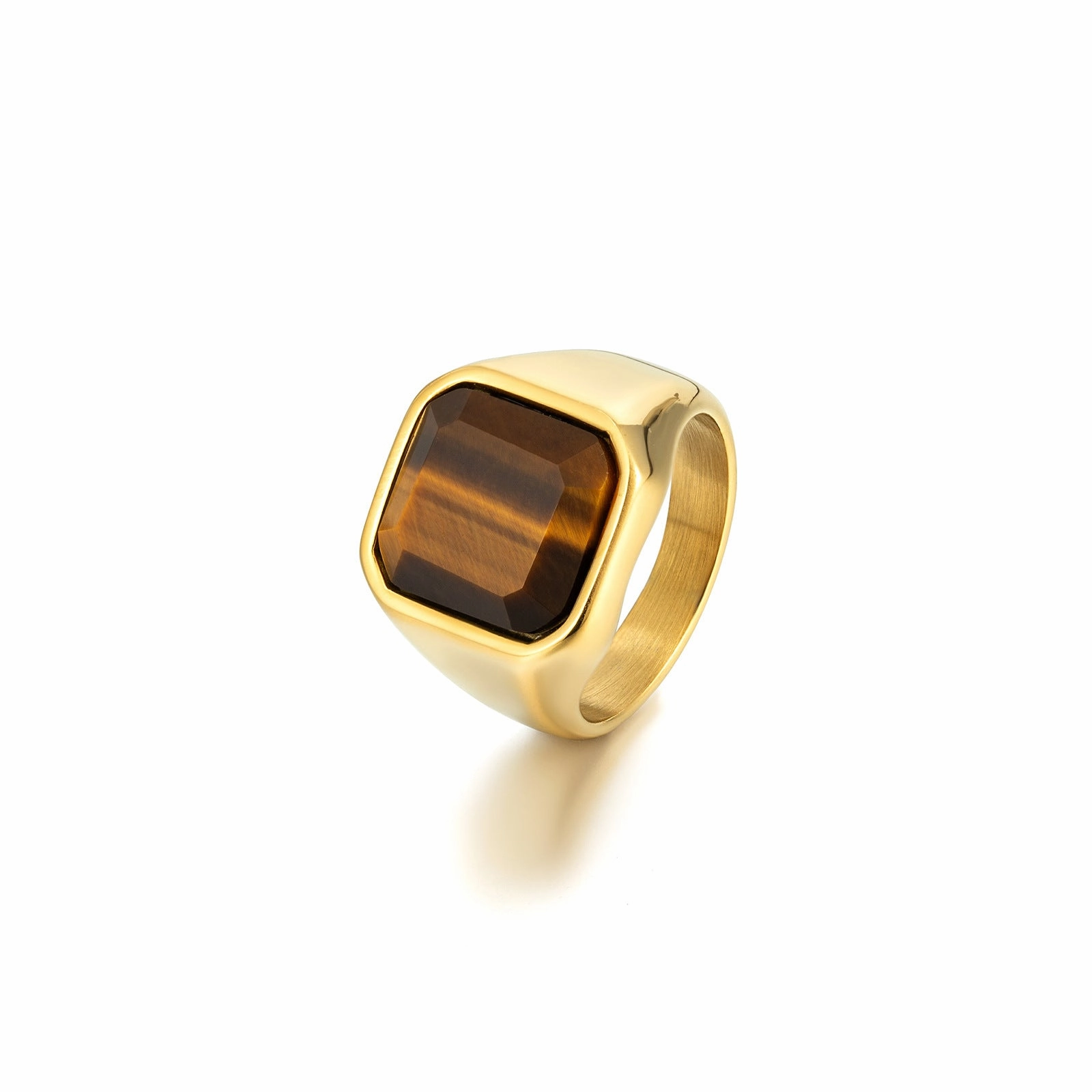 Wholesale Tiger Eyes Natural Stone Stainless Steel Men's Ring