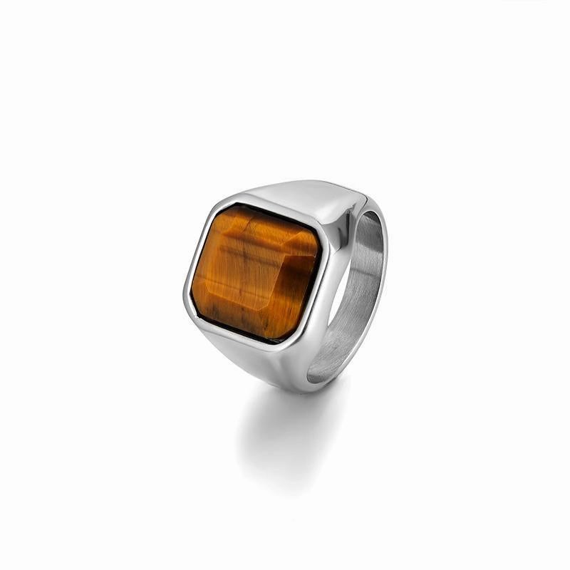 Wholesale Tiger Eyes Natural Stone Stainless Steel Men's Ring
