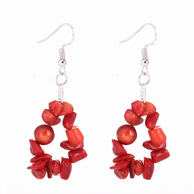 Wholesale TikTokLive Amethyst Simple Multicolor Natural Gravel Beaded Earrings