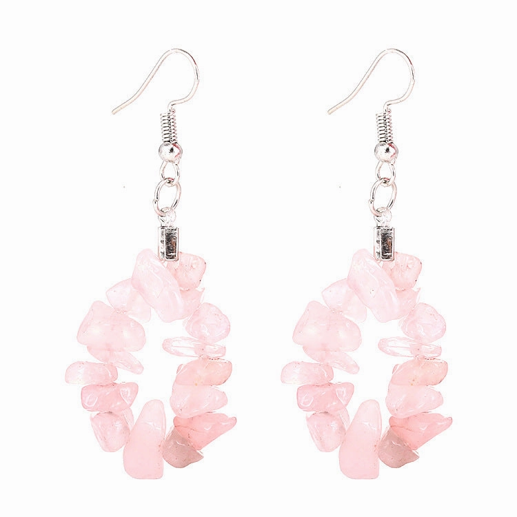 Wholesale TikTokLive Amethyst Simple Multicolor Natural Gravel Beaded Earrings